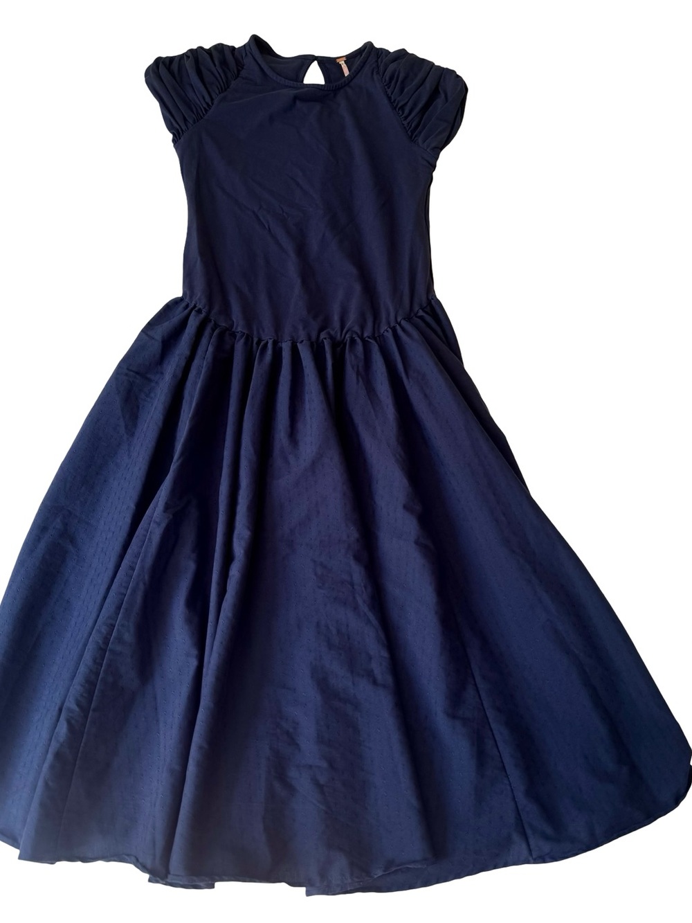 Free People Women’s Blue Afternoon Elegance Midi Dress Drop Waist Size L